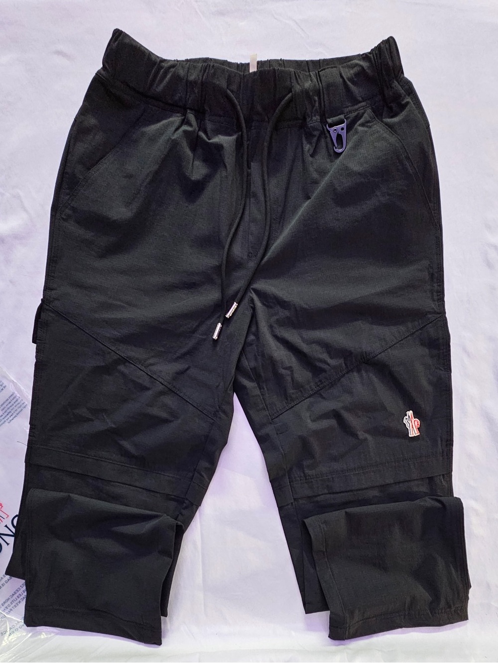 Moncler Black Cargo Jogger Pants with Logo Patch size 31/33